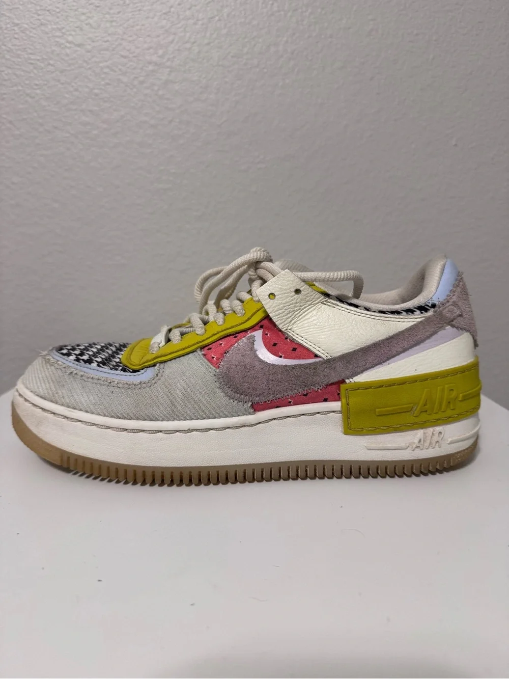 Nike Multicolor Patchwork Sneakers - White, Yellow, Pink, Gray, Black